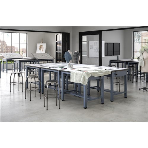 Safco Diesel Steel Adjustable Height Stool - Heavy Duty Industrial Bar Stool for Workshop, Garage, and Commercial Use