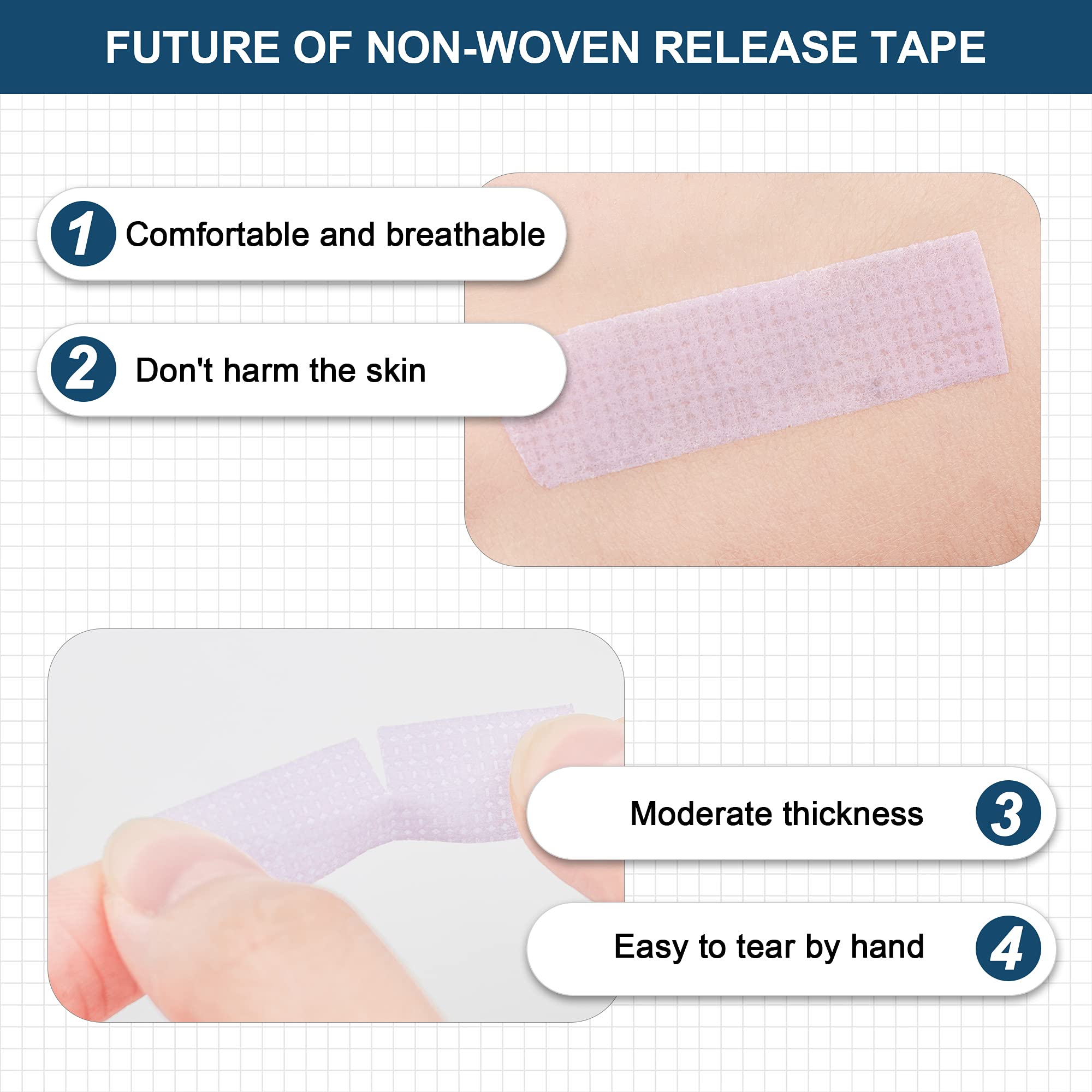 6 Rolls Eyelash Extension Tape - Breathable Fabric Adhesive Tape for Eyelash Extensions, Under Eye Protection & Individual Lashes (Blue-2) - Perfect for Salon Professionals & DIY Lash Artists at Home