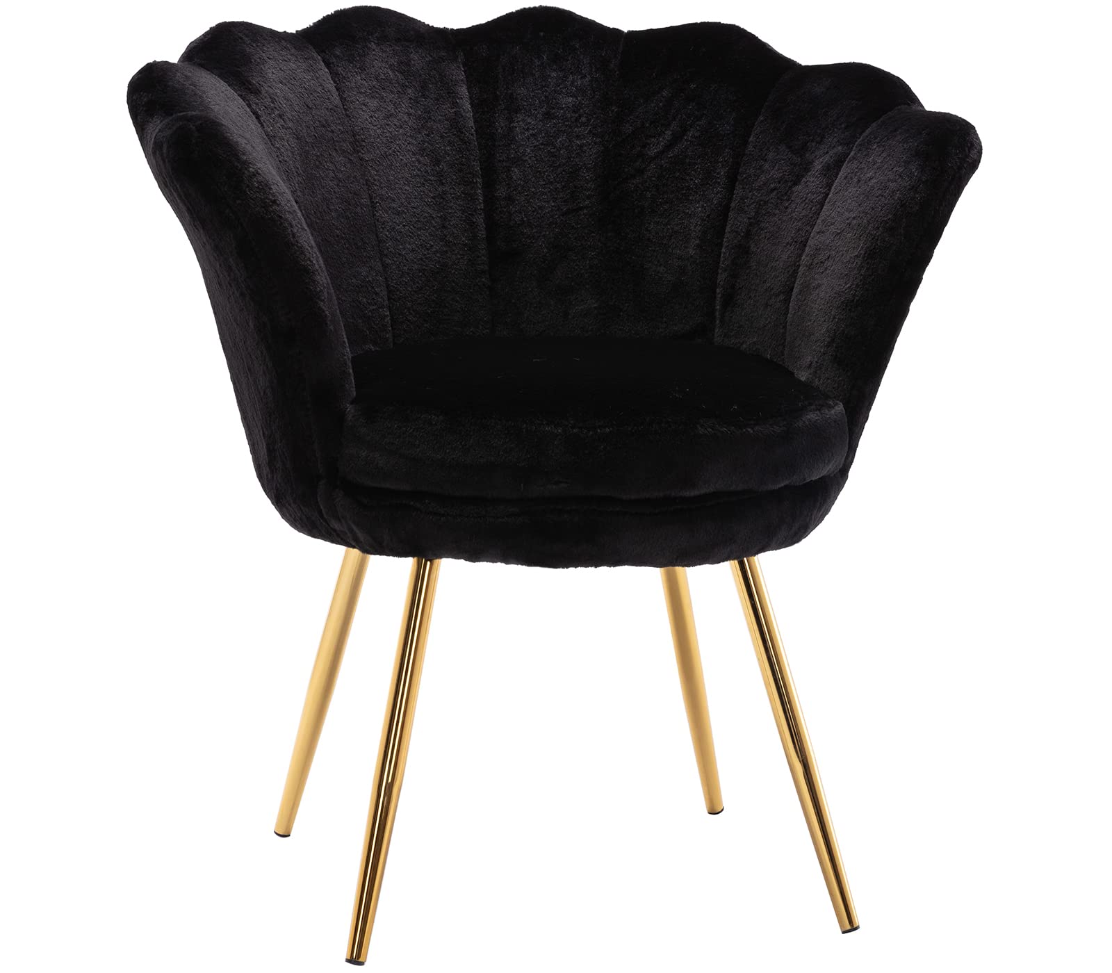 Mid Century Modern Velvet Accent Chair with Golden Metal Legs - Retro Living Room Chair, Upholstered Guest Chair for Bedroom & Dresser - Stylish Lounge Seating for Home Office, Reading Nook & Vanity Area - Black