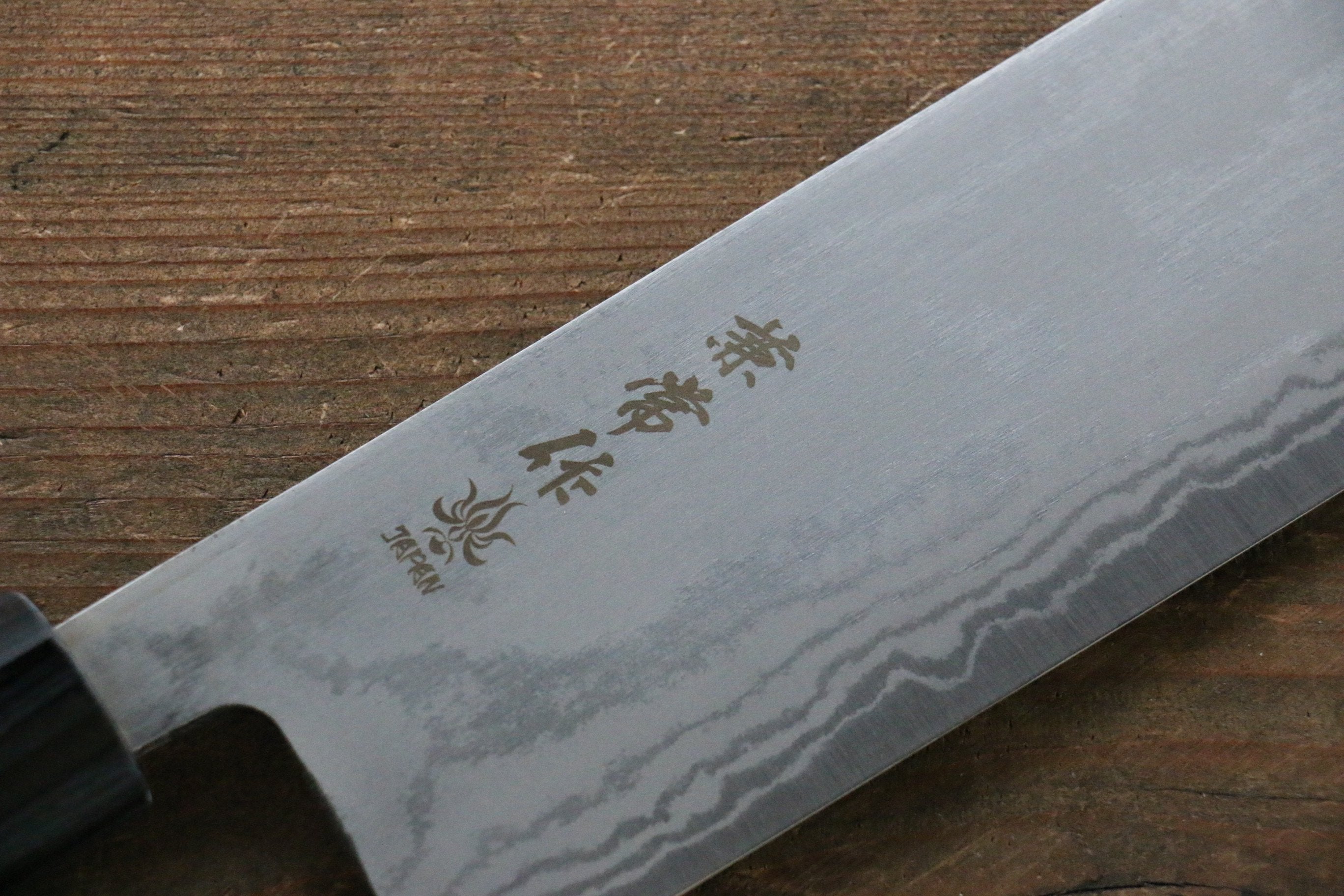 Kanetsune Blue Steel No.2 Damascus Nakiri Knife 165mm - Premium Japanese Kitchen Knife with Shitan Handle for Professional Chefs & Home Cooking - Perfect for Slicing, Dicing Vegetables & Herbs