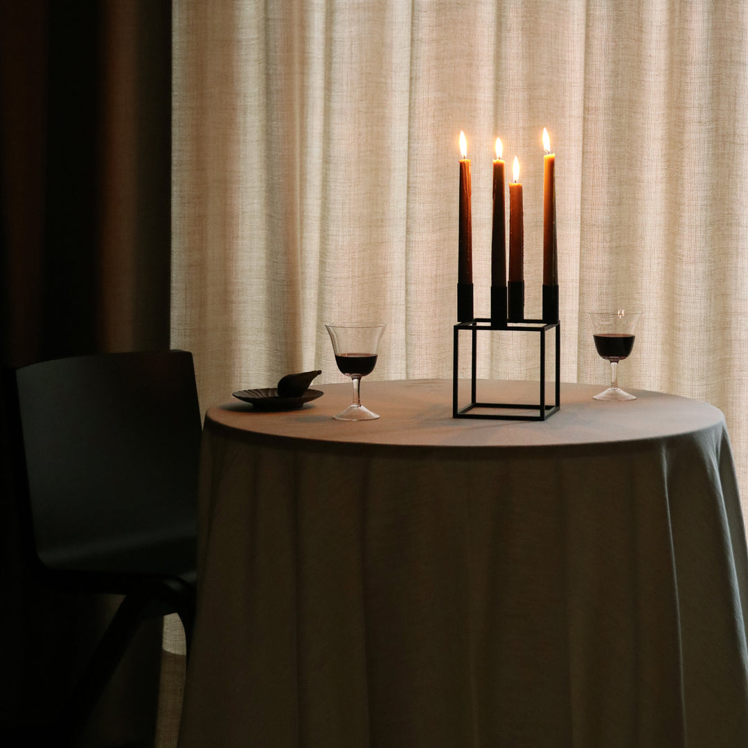 Kubus 4 Modern Candle Holders - Elegant Glass Tealight Centerpiece for Home Decor, Wedding, Dining Table & Romantic Ambiance