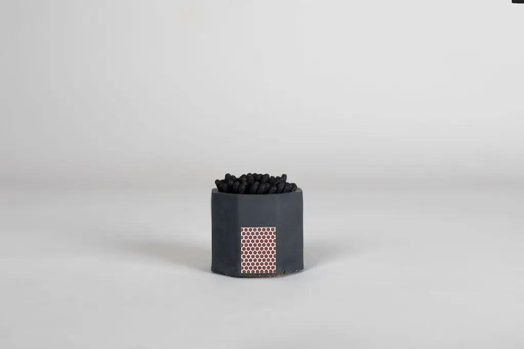 Premium Black Match Holder with Striker - All Black Matches Included - Perfect for Camping, Fireplaces, and Outdoor Adventures