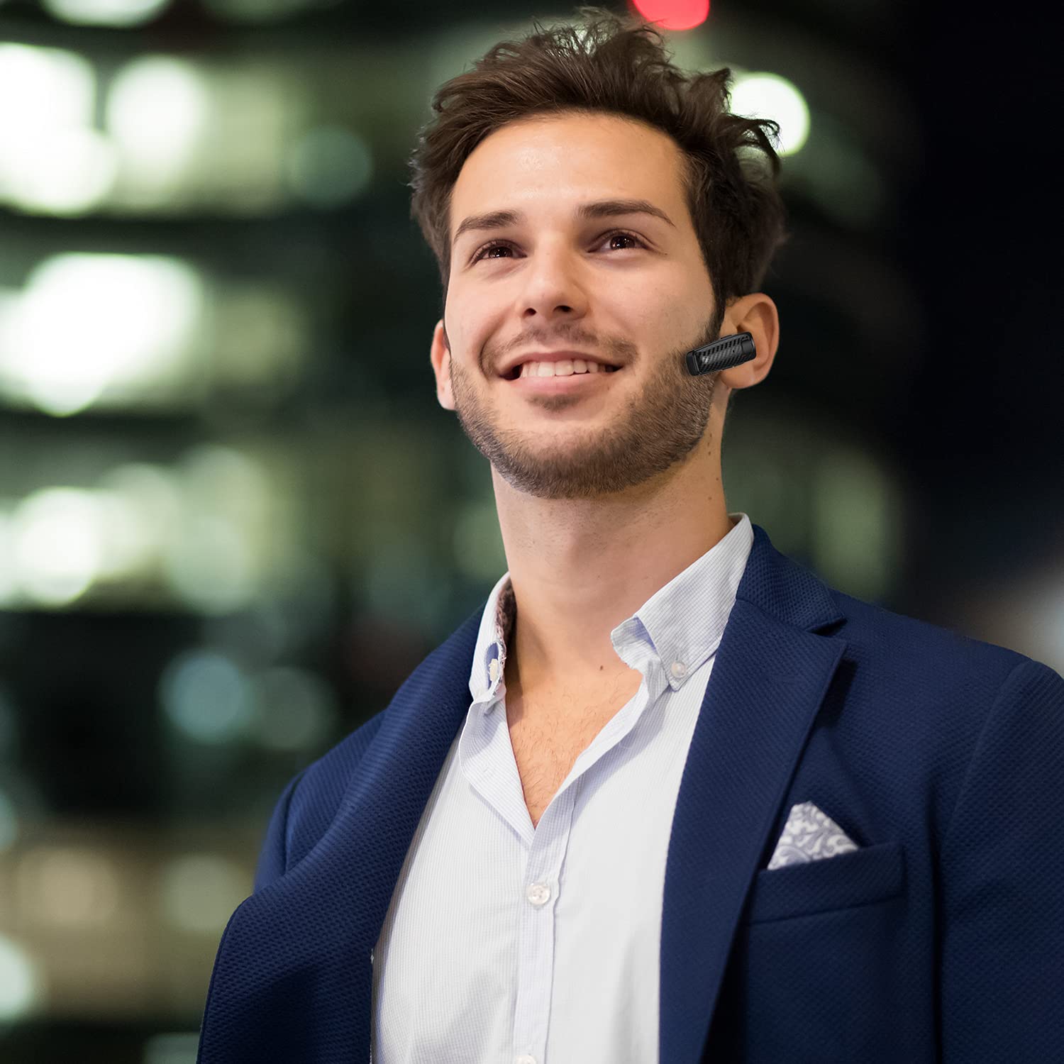 MQQC Bluetooth 5.0 Wireless Headset with Noise Cancelling Mic - Hands-Free Earphones for Business, Office & Driving - Compatible with iPhone, Android & Laptop (Black) - Perfect for Conference Calls, Online Meetings & Commuting
