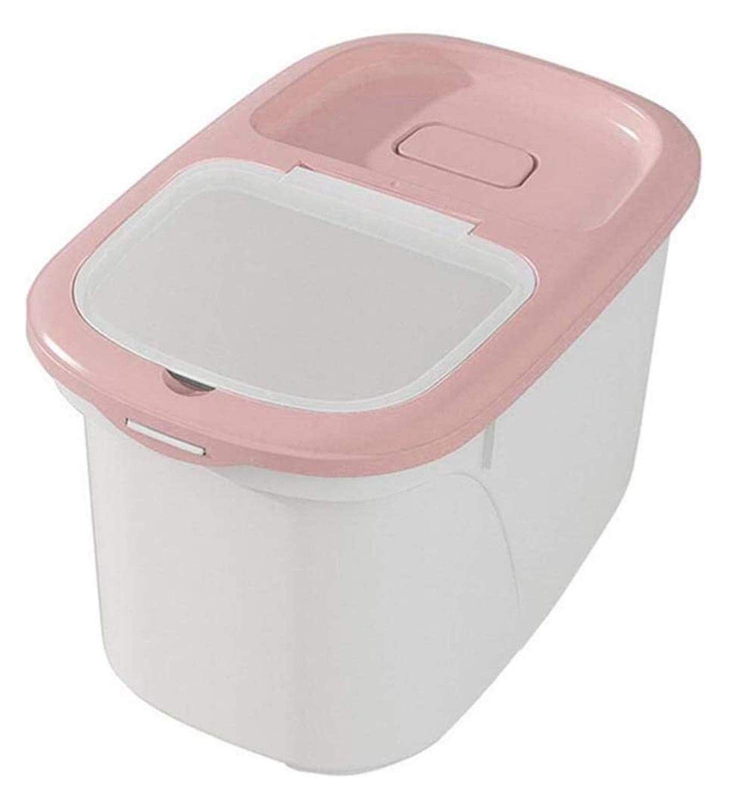 BPA-Free 10KG/22Lbs Airtight Rice Storage Container - Plastic Cereal Dispenser with Insert-Proof Lid for Dry Food, Flour & Grains | Kitchen Pantry Organization & Bulk Food Storage (Pink)