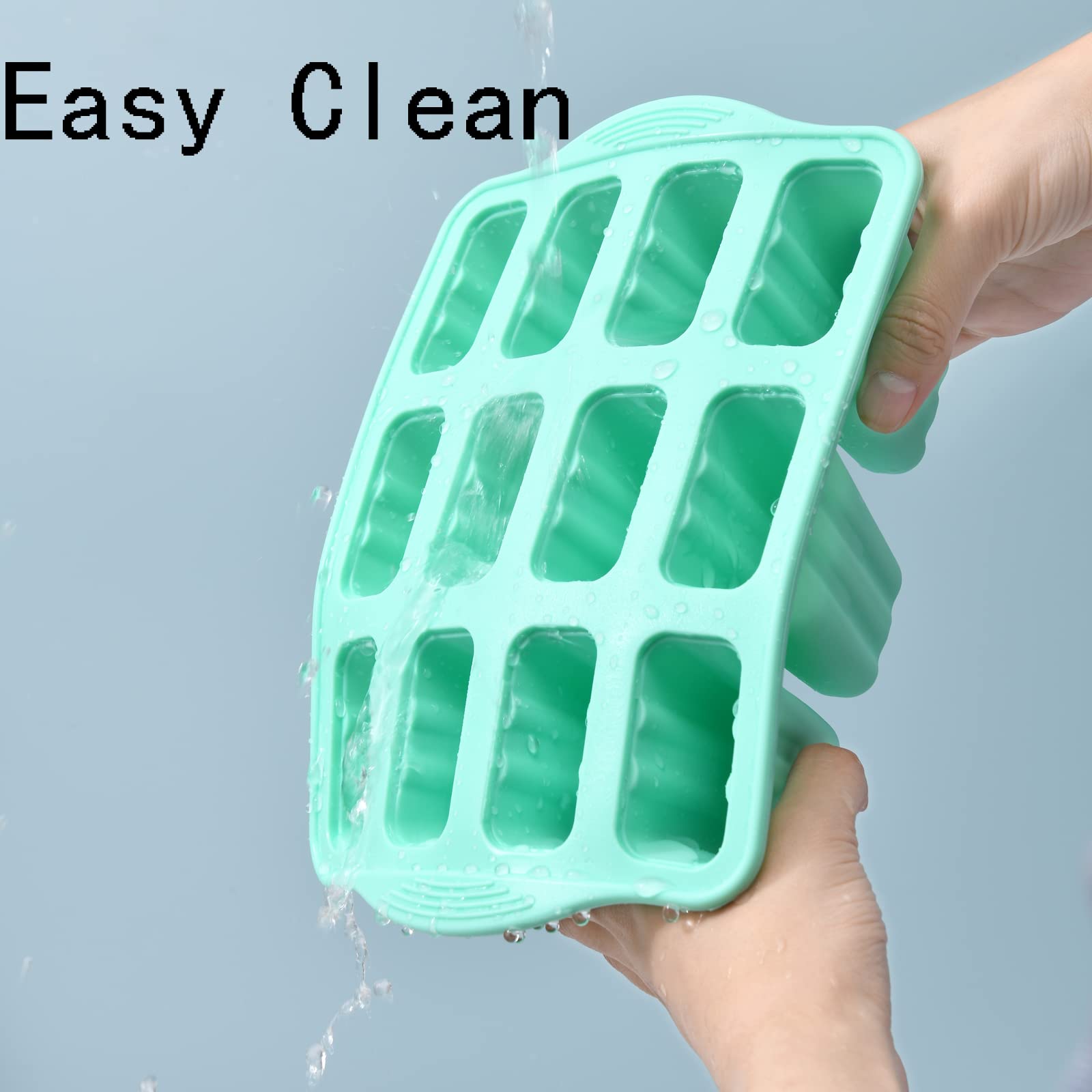 12-Piece Silicone Popsicle Molds BPA Free with 14 Sticks - Reusable, Easy Release Ice Pop Maker for Kids & Adults (Green, 12 Cavities) - Perfect for Summer Treats, Birthday Parties & Family Fun