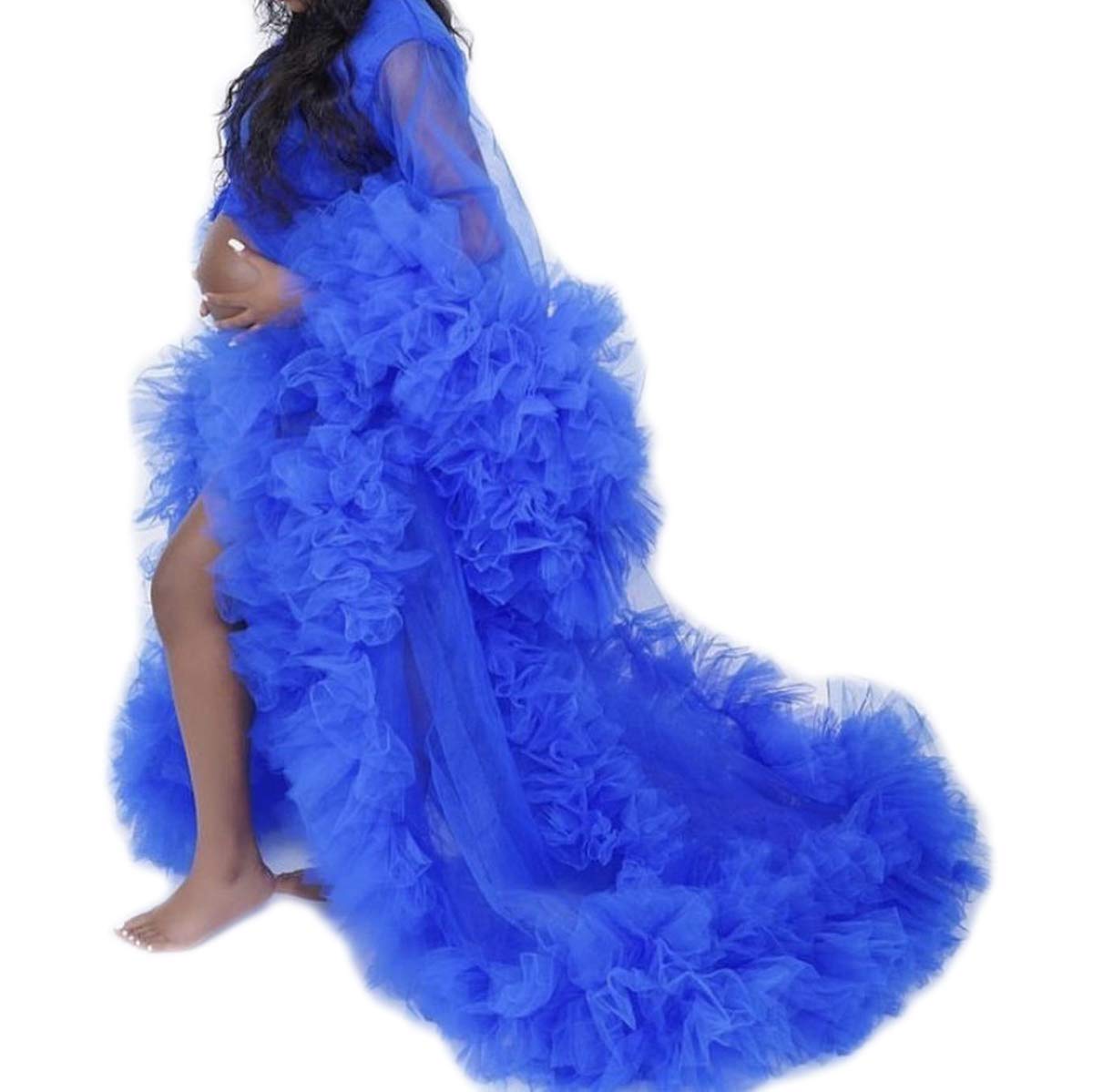 Fluffy Tulle Maternity Robe for Women - Soft Bridal Photoshoot Dress, Pregnancy Gown, Baby Shower & Nursing Nightgown - Perfect for Maternity Photos, Bridal Showers & Newborn Photography Sessions