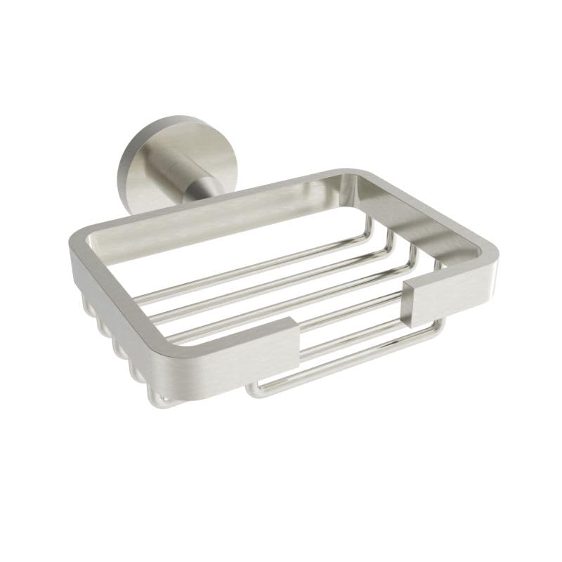 ICO Bath V6359 Volkano Summit Brushed Nickel Wall Mounted Soap Dish - Rustproof Bathroom Organizer for Shower, Sink & Vanity