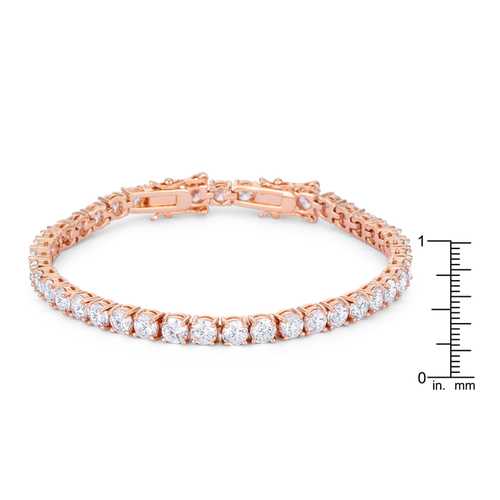 17.6 Carat Rose Gold Tennis Bracelet with Sparkling Round Cubic Zirconia CZ Stones - Elegant Jewelry for Weddings, Parties & Special Occasions