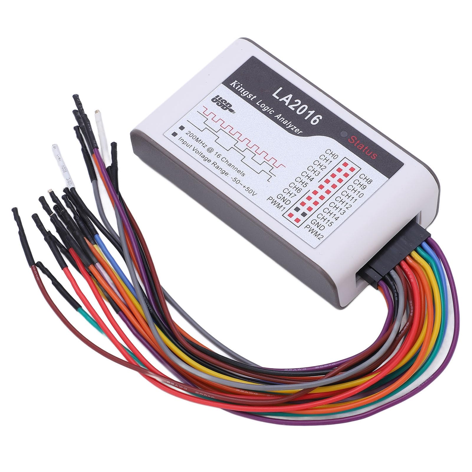16-Channel LA2016 USB Logic Analyzer - 200MS/s Sampling Rate, ±50V Adjustable Threshold for Electronics Testing | Ideal for Circuit Debugging, Embedded Systems & DIY Projects