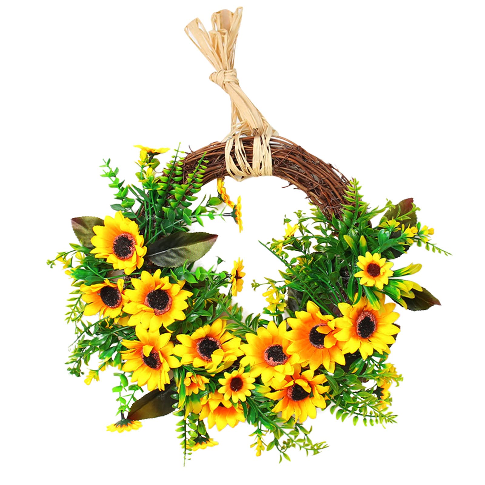 Artificial Sunflower Wreath for Front Door - Naladoo Realistic Floral Garland with Leaves, Wedding & Home Decor Hanging Pendant - Perfect for Spring Decor, Housewarming Gifts, and Front Porch Decoration (One Size)