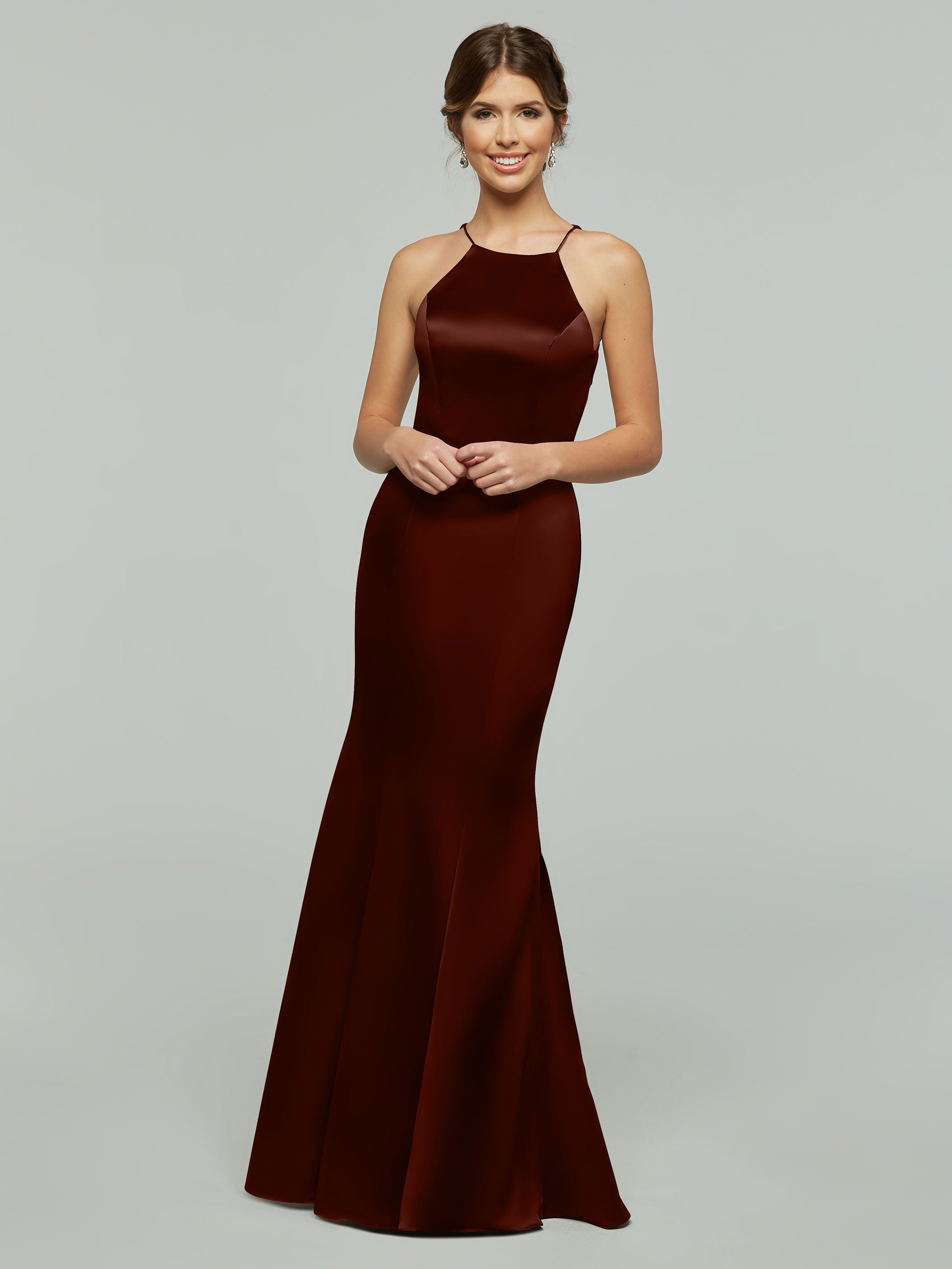 Elegant Mermaid Satin Bridesmaid Dress with Halter Neckline - Perfect for Weddings, Prom & Formal Events - Style #80071