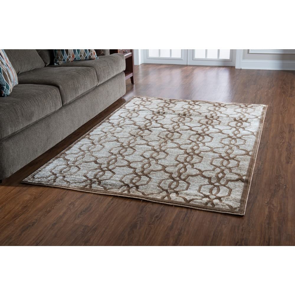Linon Home Decor Platinum Raw Iron Blue and Black 5 ft. x 8 ft. Area Rug - Soft Modern Rug for Living Room, Bedroom & Office - Stain Resistant & Non-Slip Floor Covering