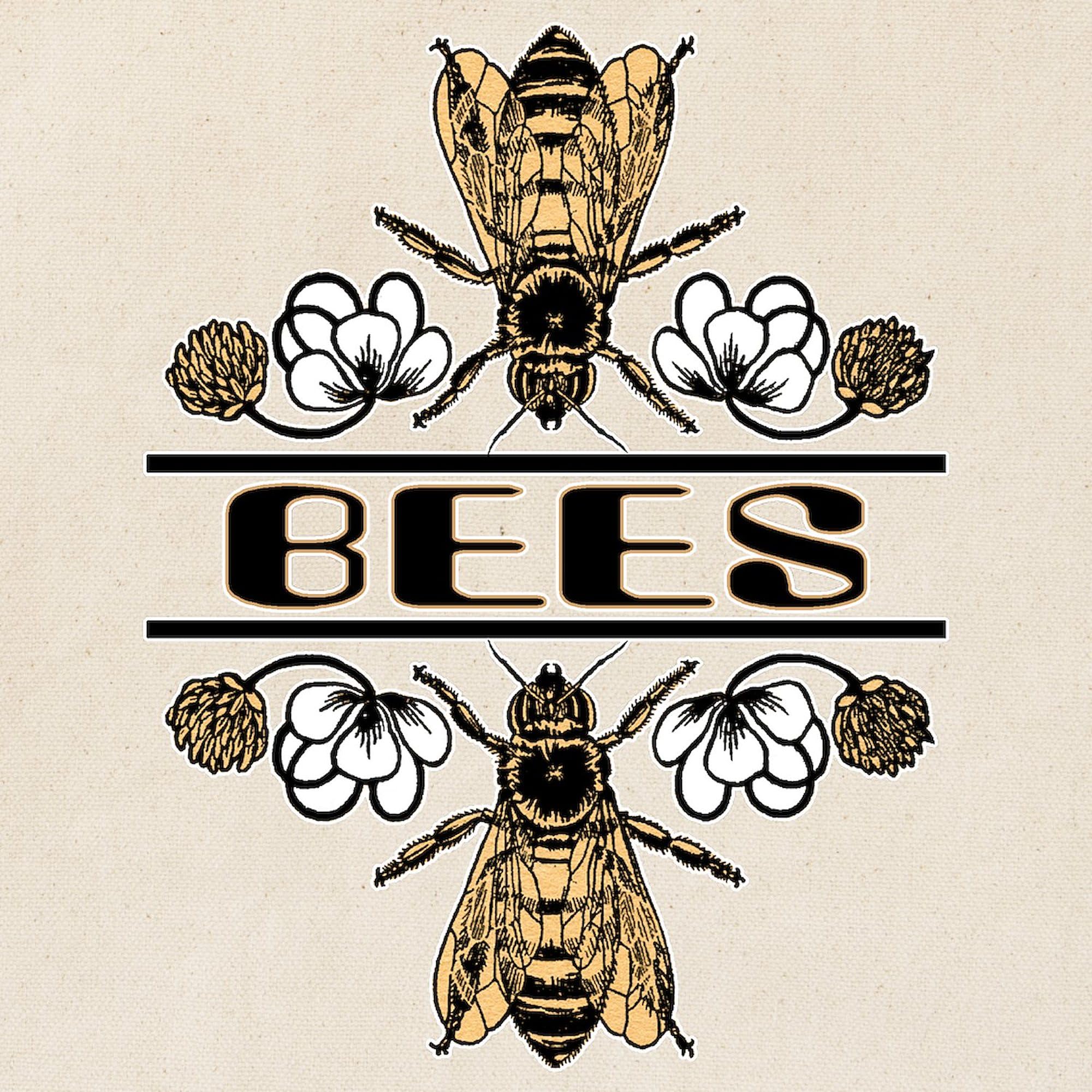 Natural Canvas Tote Bag - Bees With Clover Design | Reusable Eco-Friendly Shopping Bag for Groceries, Beach & Daily Use