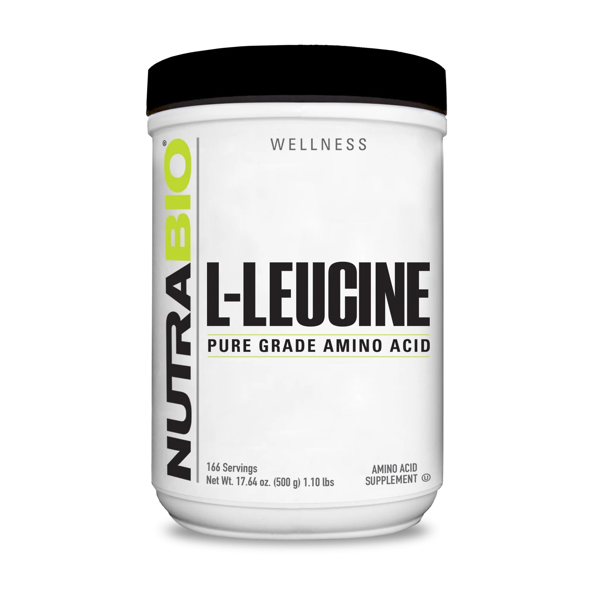 NutraBio 100% Pure L-Leucine Powder - Vegan Amino Acid Supplement for Muscle Recovery & Growth - Naturally Fermented, Non-GMO, Gluten Free (500g) - Ideal for Post-Workout & Athletic Performance Support