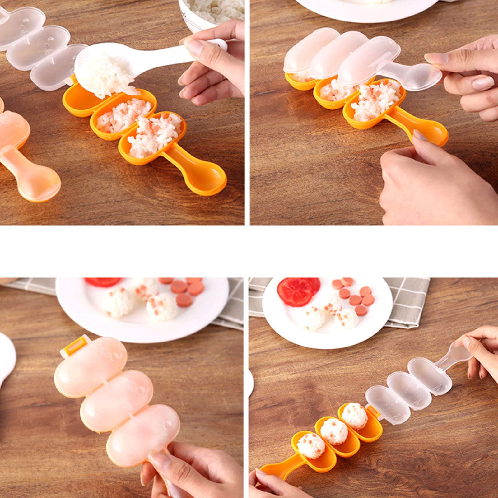 Premium Onigiri Mold & Rice Ball Shaker Kit - Beige DIY Sushi Maker with Mini Rice Paddle (18.5x7cm) - Perfect for Bento Boxes, Japanese Lunch Prep & Home Cooking