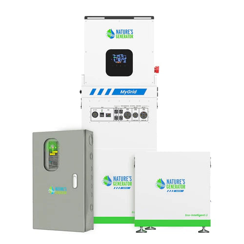 Natures Generator MyGrid 10K Solar Power System with Battery Backup & 50A Automatic Transfer Switch - Perfect for Home Emergency Power, Off-Grid Living & Outdoor Adventures