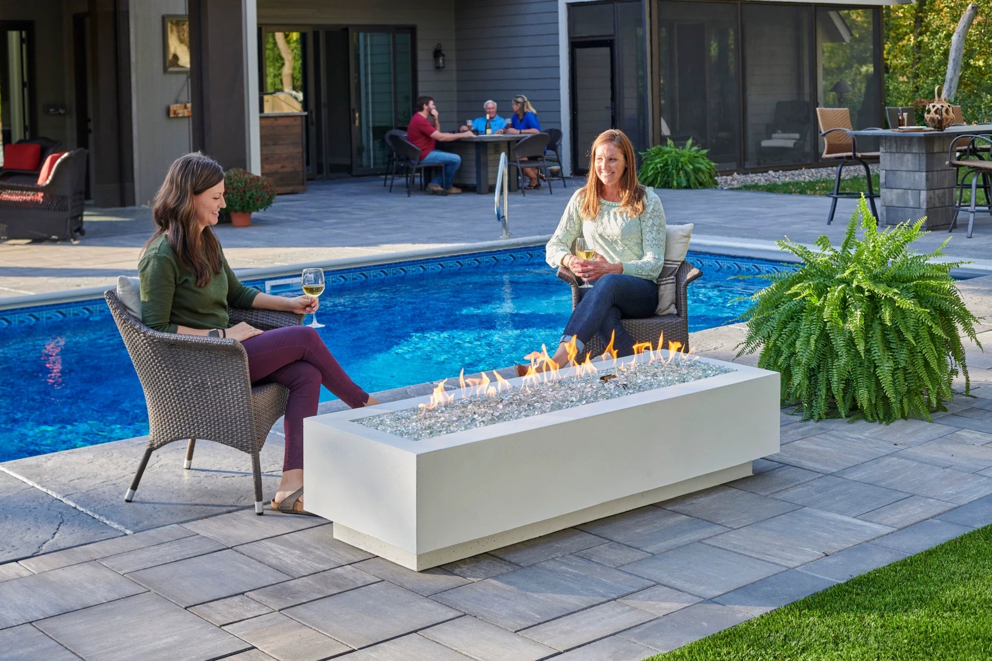 Outdoor Greatroom Cove Linear Gas Fire Pit Table - Modern Patio Heater for Backyard, Deck, and Poolside Gatherings