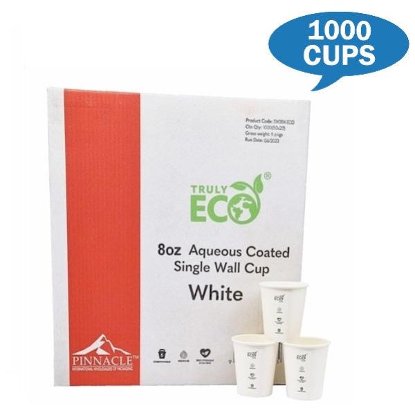 Eco-Friendly 8oz Single Wall Paper Cups - Aqueous Coated, Biodegradable & Compostable for Hot/Cold Beverages - Perfect for Coffee, Tea, Parties & Picnics