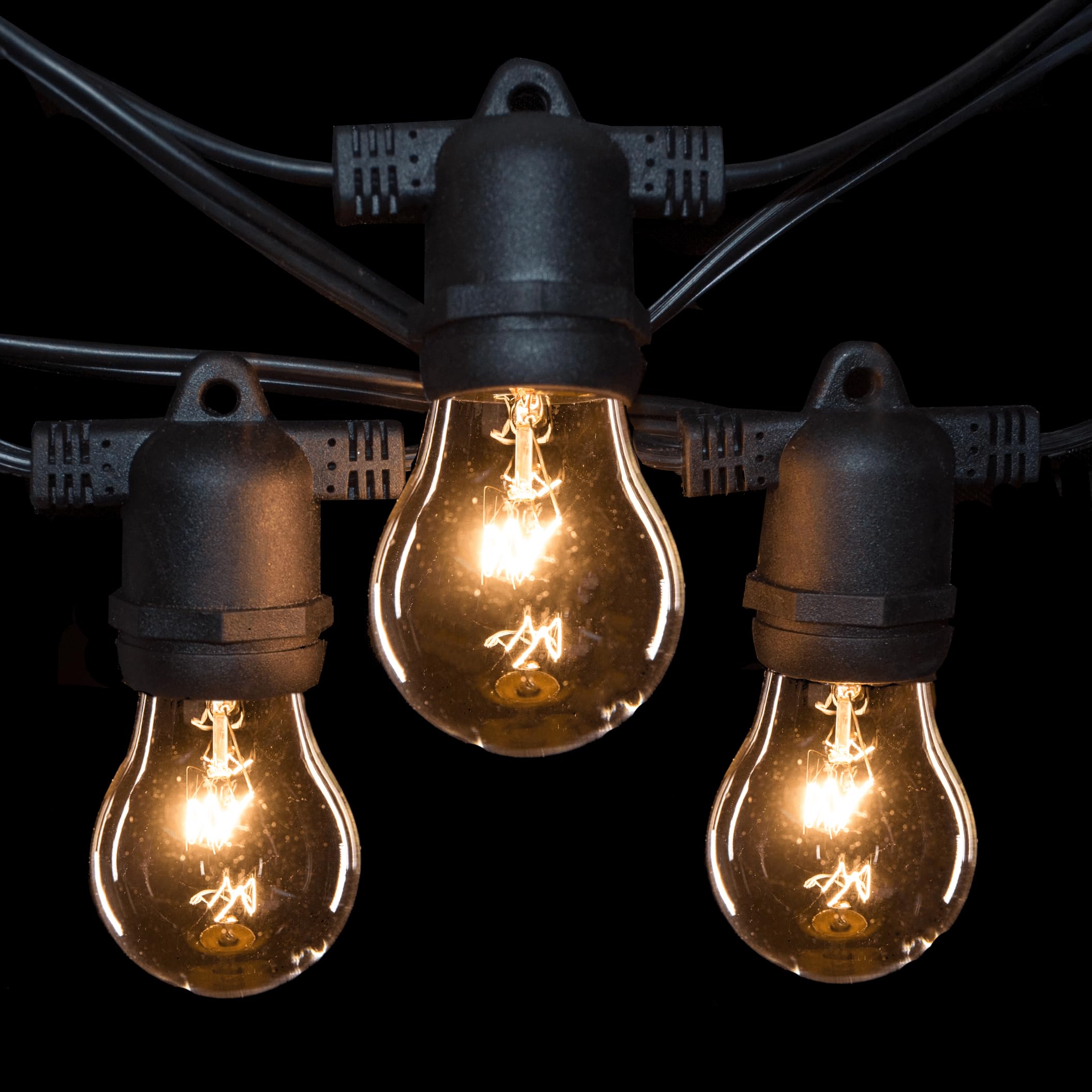 Hometown Evolution 50ft Commercial Grade E26 String Lights - 25 Socket Outdoor LED String Lights with 16 Gauge Wire & 15W Clear A15 Bulbs - Perfect for Patio, Garden, Wedding & Restaurant Decor