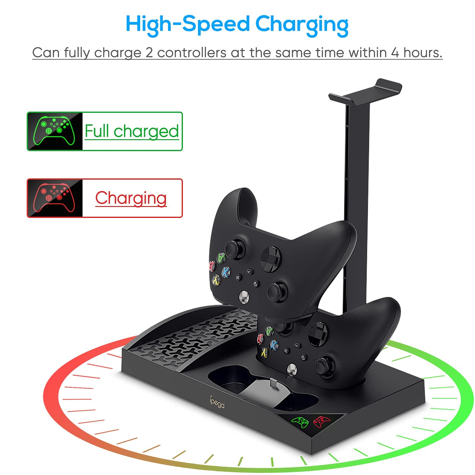 YUANHOT Xbox Series S Cooling Fan Stand with 4-Pack 1400mAh Rechargeable Batteries - Vertical Charging Dock Station with Controller Charger Port & Cooling System for XSS - Black - Perfect for Gaming Marathons & Overheating Protection