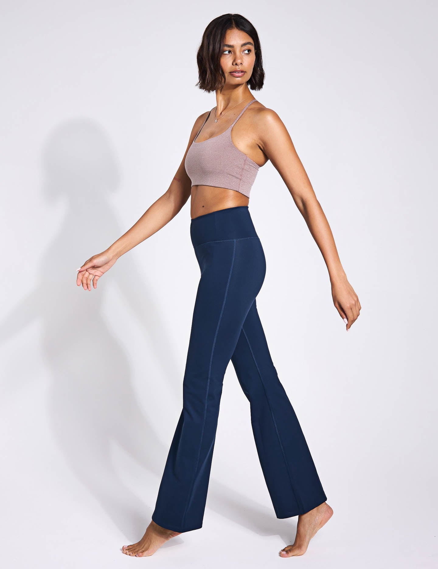 High Waist Compressive Flare Leggings for Women - Midnight Black - Yoga, Workout & Everyday Wear
