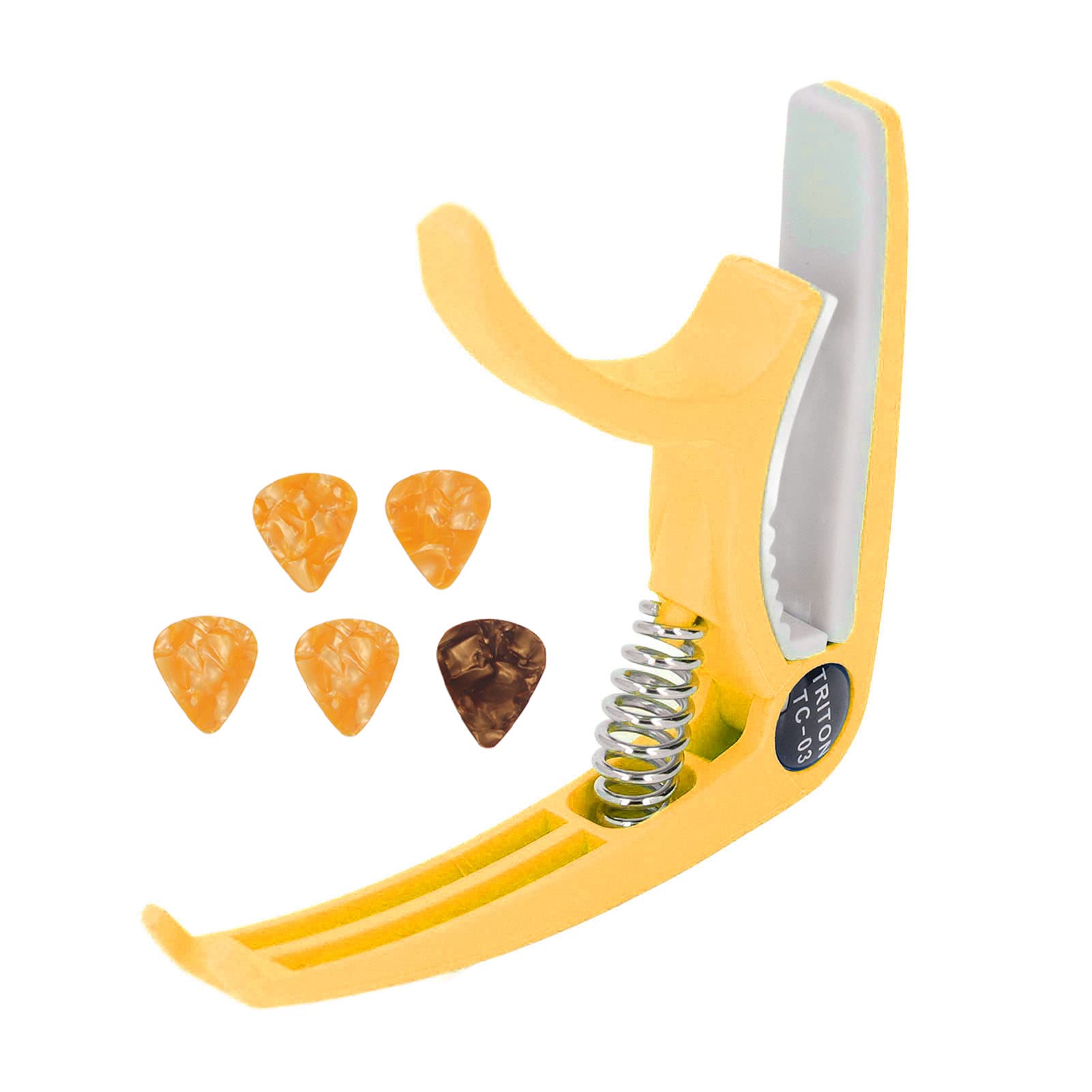 Premium ABS Guitar Capo Set - Quick Release Clip for Acoustic & Electric Guitars, Mandolin, Ukulele (Yellow) | Professional Musician Accessory for Live Performances, Studio Recording & Travel | Durable & Lightweight for Easy Playability