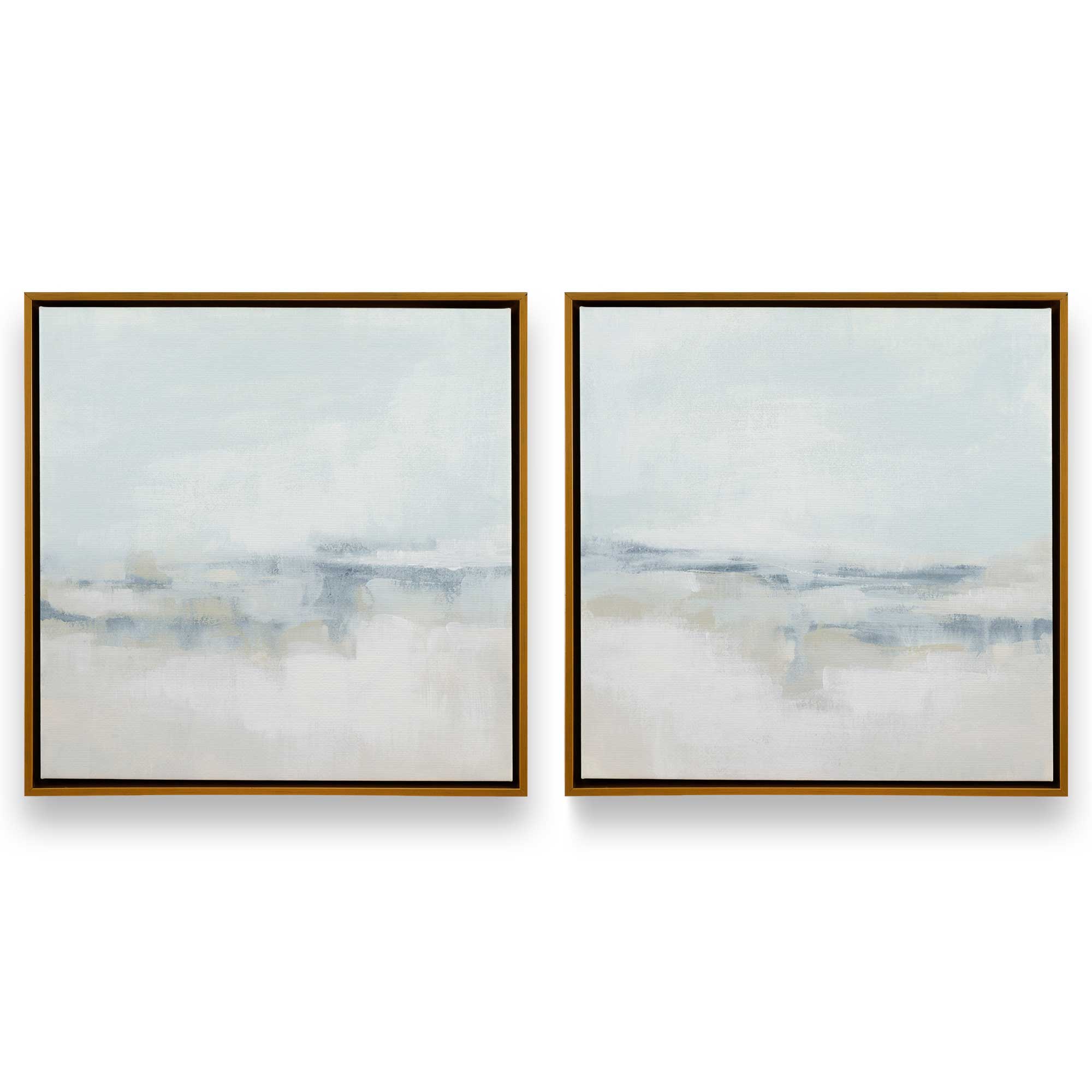 Cloudy Shoreline Hues - Set of 2 Premium Canvas Wall Art Prints for Coastal Home Decor | Perfect for Living Room, Bedroom & Beach House