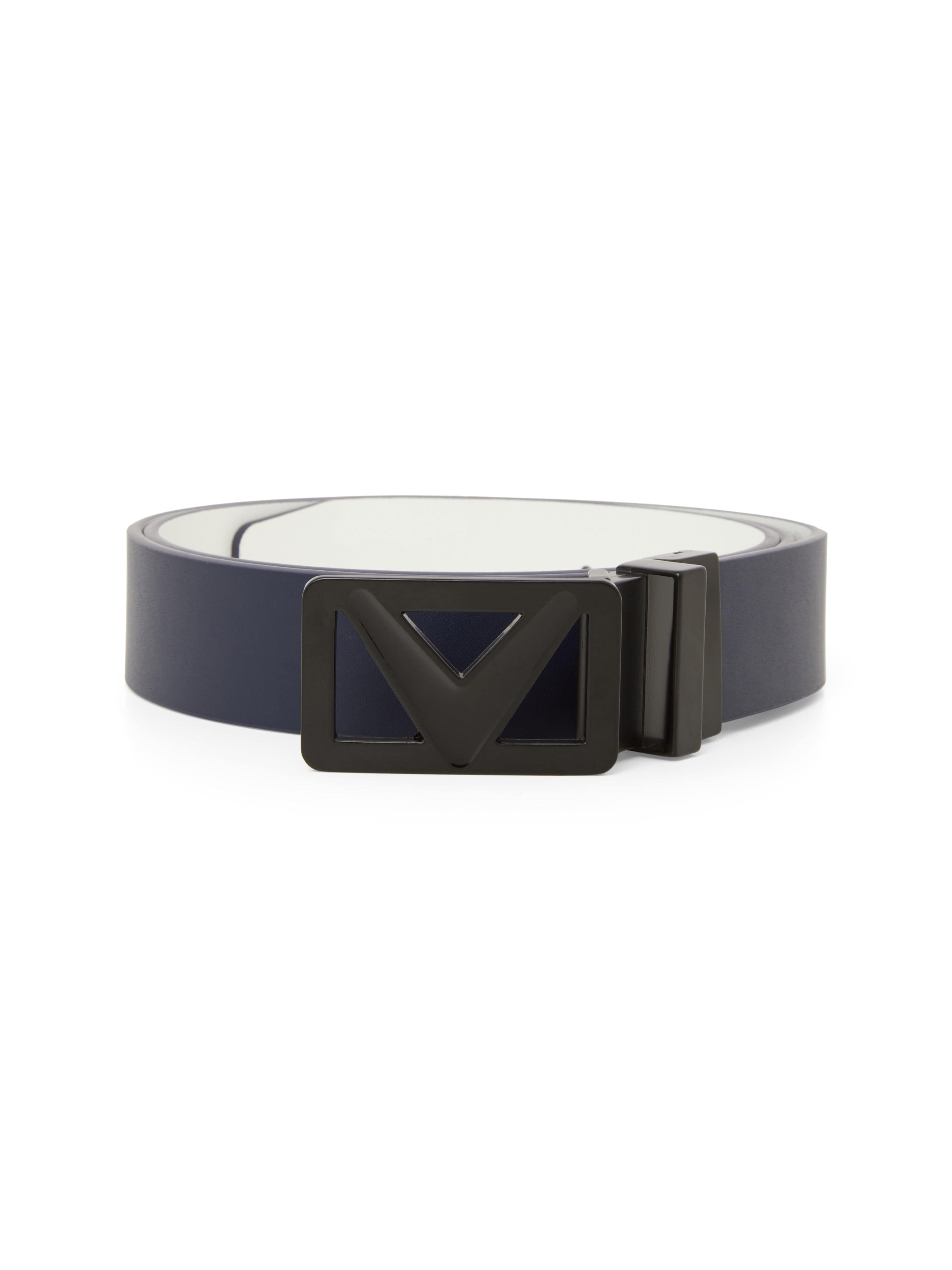 Men's Reversible Belt - Blue & Brown Genuine Leather - Adjustable Dress & Casual Belt for Work, Travel & Everyday Wear