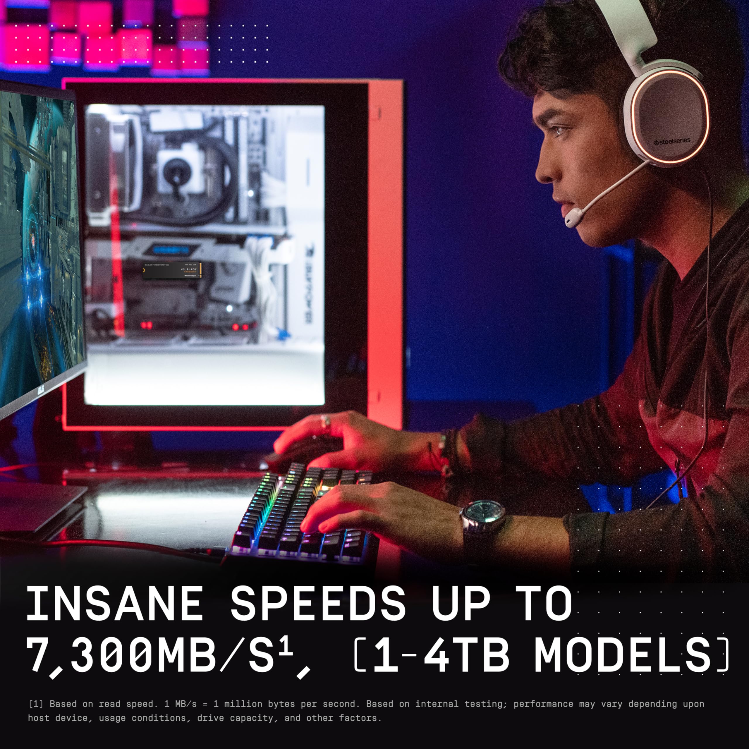 WD_BLACK 4TB SN850X NVMe Internal Gaming SSD - Gen4 PCIe M.2 2280, Up to 7300MB/s Read Speed - WDS400T2X0E - Perfect for PS5, Xbox Series X & High-Performance PC Gaming