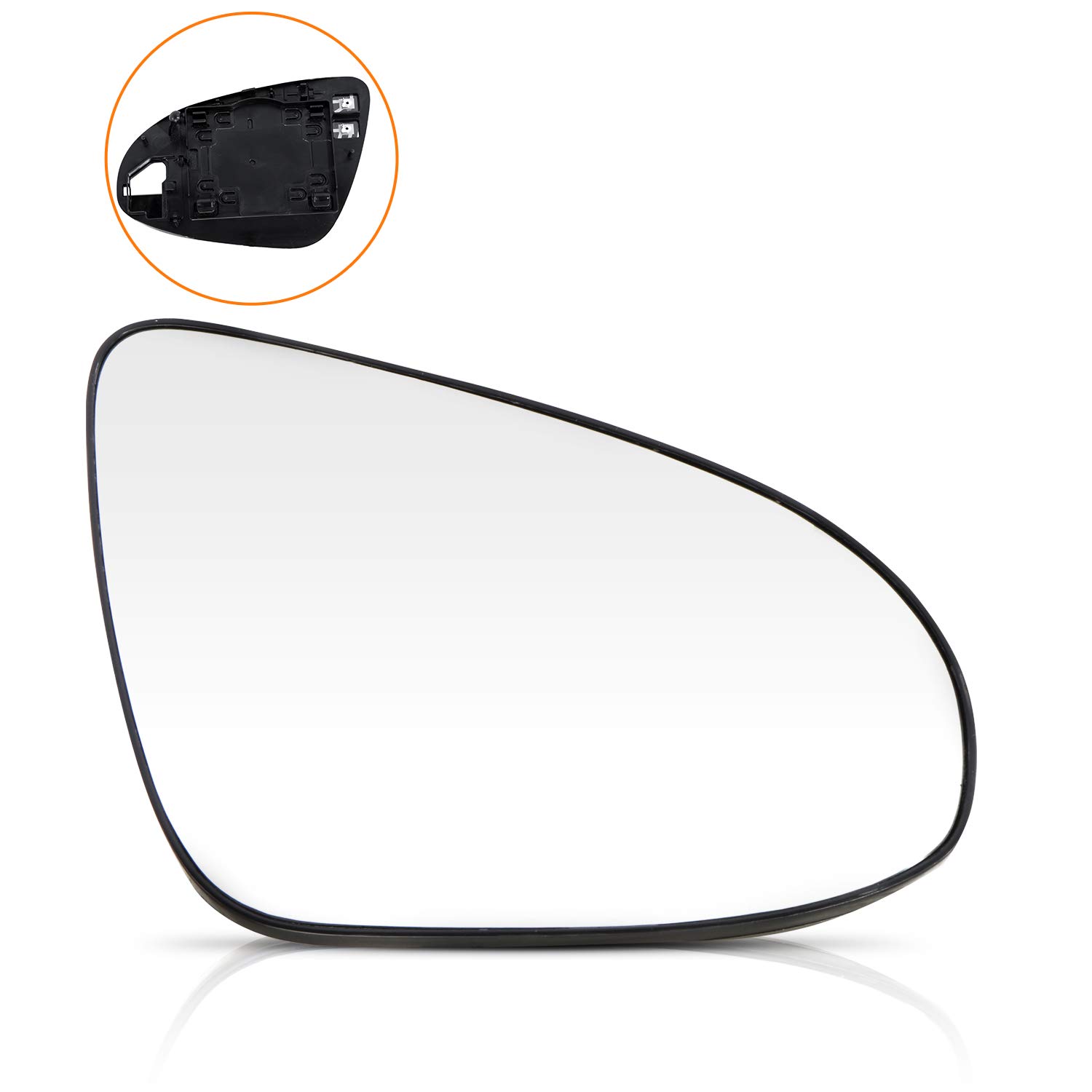 Heated Convex Side Mirror Glass Replacement - Right Side, Chrome, Compatible with 2012-2017 Toyota Camry, 2014-2017 Toyota Yaris, Toyota Corolla Solara (Part# 8K0949102E) - Perfect for Winter Driving & Enhanced Rear Visibility