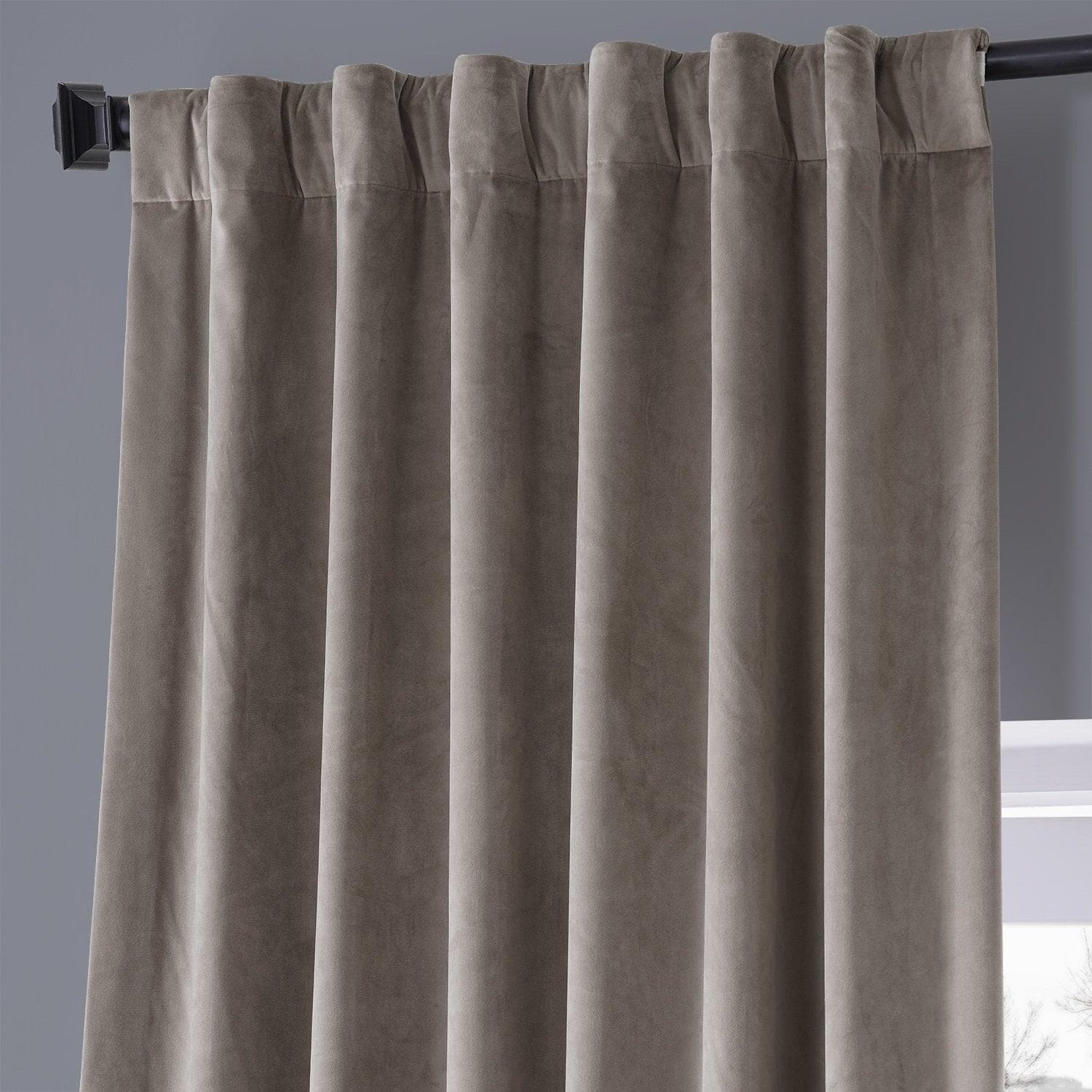 Luxury Taupe Signature Plush Velvet Blackout Curtains for Bedroom & Living Room - Noise Reducing, Thermal Insulated, Hotel Style Drapes for Home Decor & Sleep Comfort