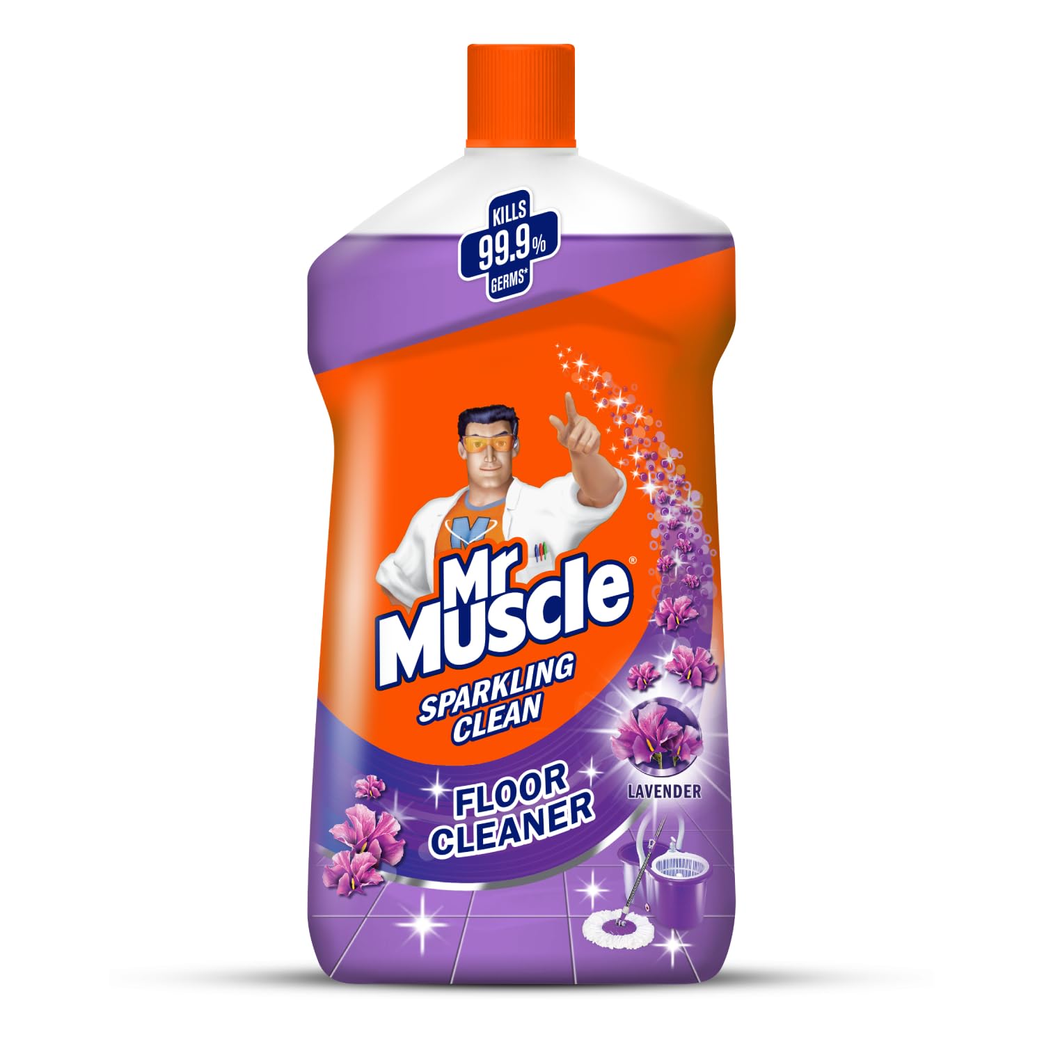 Mr. Muscle Lavender Floor Cleaner Liquid - 1000ml | Disinfects & Shines Floors | Kills 99.9% Germs & Bacteria | Ideal for Hardwood, Tile & Laminate Floors | Fresh Lavender Scent for Home & Office Cleaning