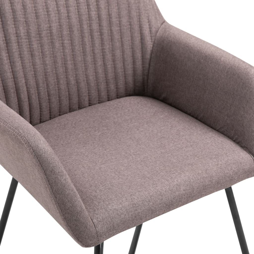SKM Modern Dining Chairs Set of 2 - Taupe Fabric Upholstered Kitchen Chairs with Sturdy Metal Legs for Dining Room, Kitchen, Breakfast Nook & Small Spaces