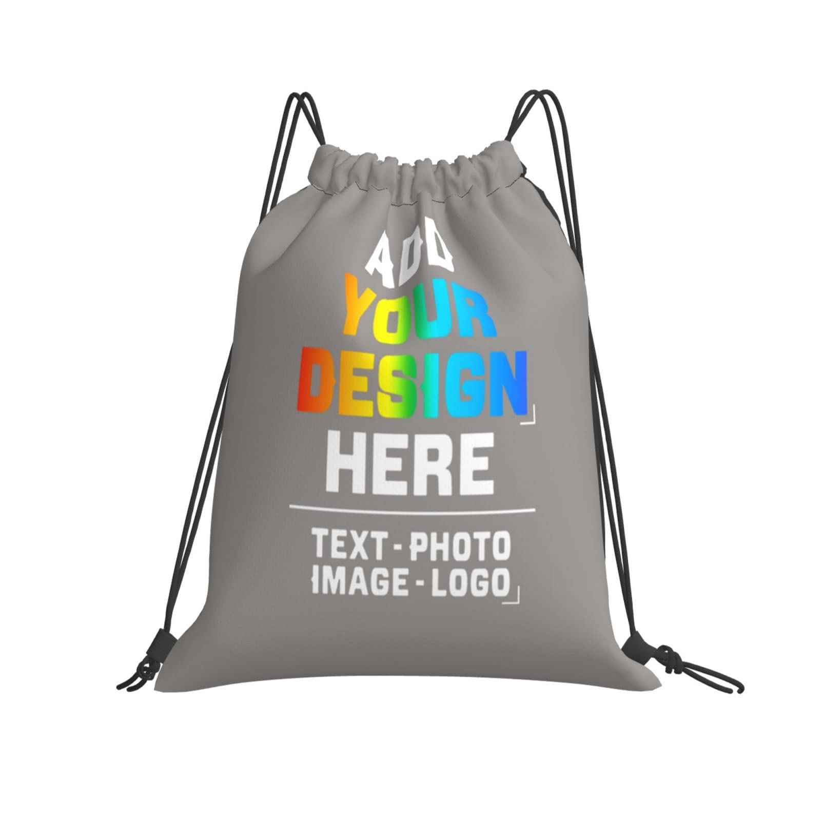 Custom Personalized Drawstring Backpack with Image & Text - Large Sports Gym Bag for Women, Men & Kids (14