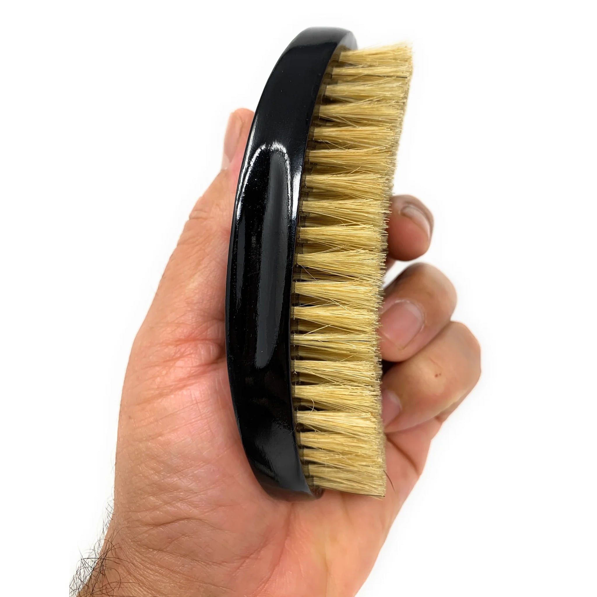Scalpmaster Curved Oval Palm Boar Bristle Brush - Black (1 Pack) for Smooth Hair Styling & Scalp Massage - Perfect for Home & Salon Use