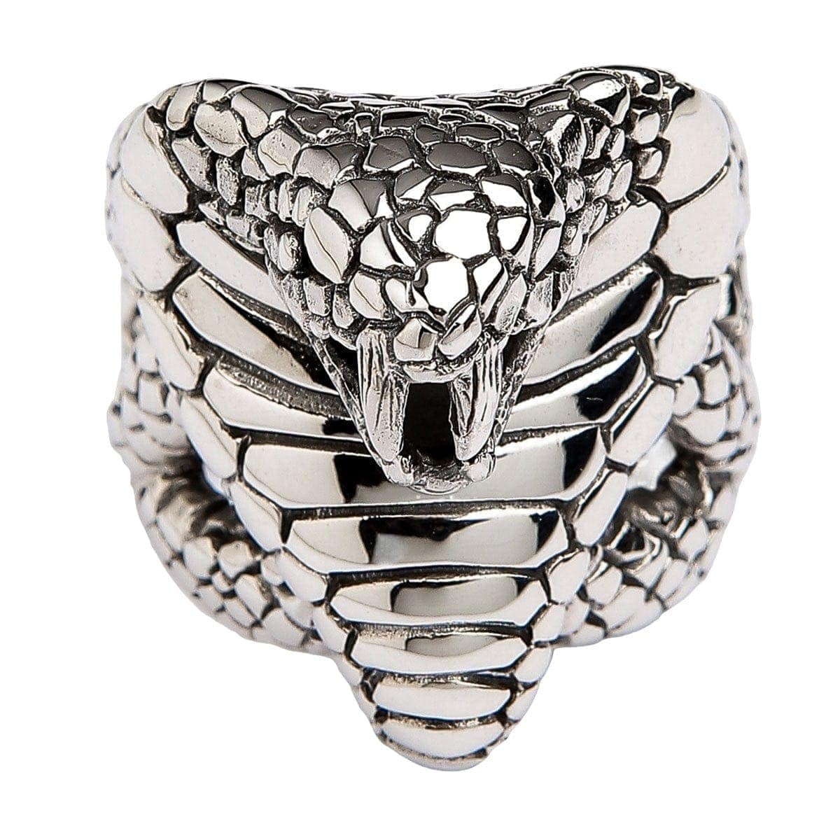 King Cobra Snake Head Sterling Silver Gothic Ring for Men & Women - Unique Handmade Jewelry for Punk, Gothic, and Alternative Fashion Lovers