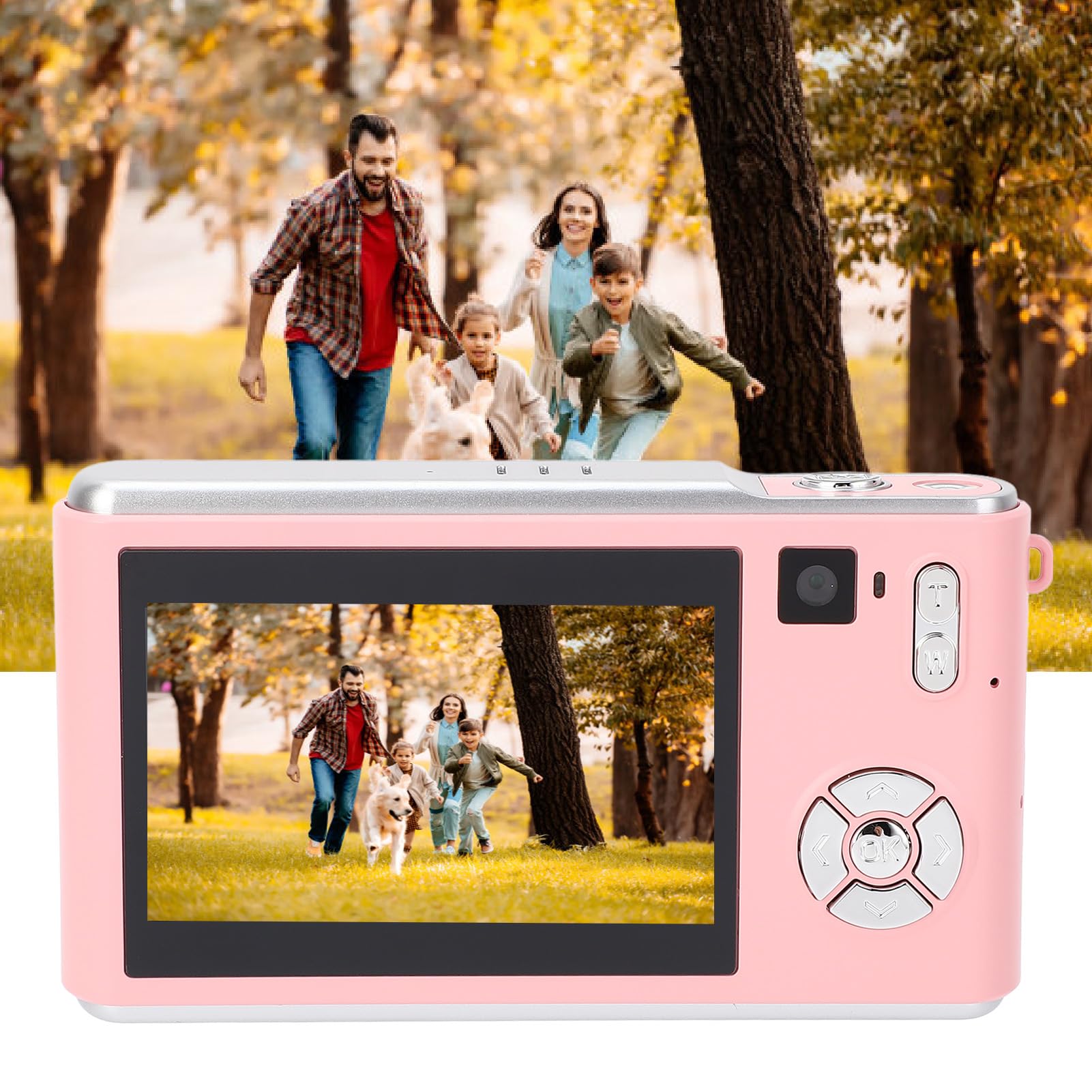 HD 1080P & 36MP Digital Camera with 18X Zoom - 3.0in IPS Screen, Dual Lens, Auto Focus - Compact Vlogging Camera for Travel, Selfies & YouTube Content Creation (Light Red)