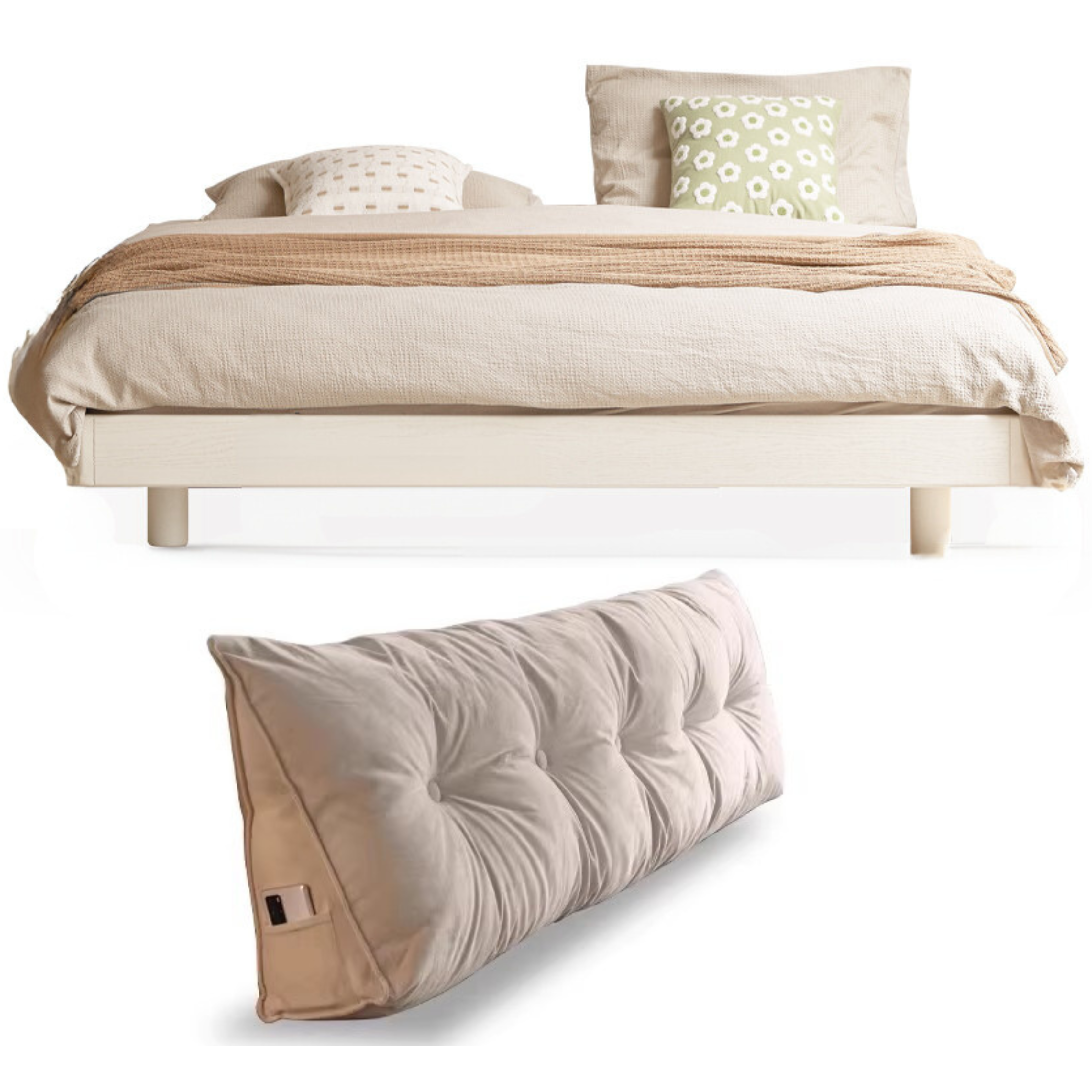 white color semi-enclosed warm white tatami suspended bed + soft back