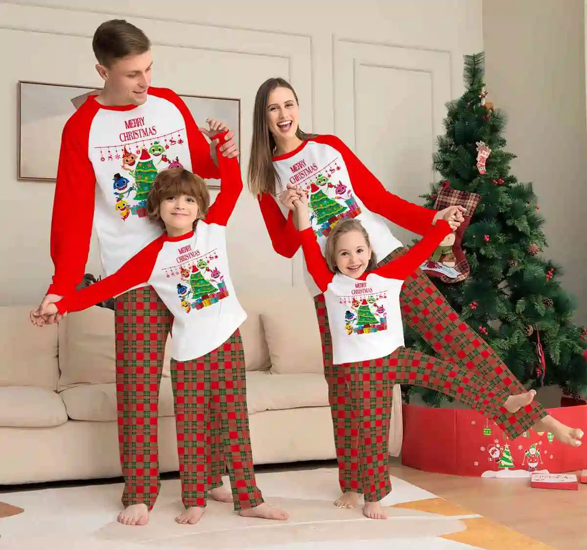 Printed Christmas Matching Family Pajamas Set - Cozy Holiday Sleepwear for Family Photos & Festive Gatherings (Style #24051)