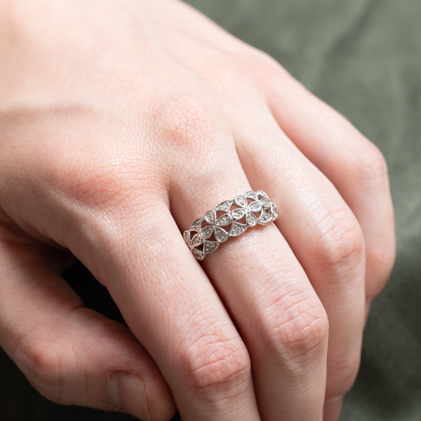 0.17ctw Diamond Openwork Ring for Women - Size 7 | Elegant Scattered Diamond Design | Perfect for Engagement, Anniversary & Special Occasions