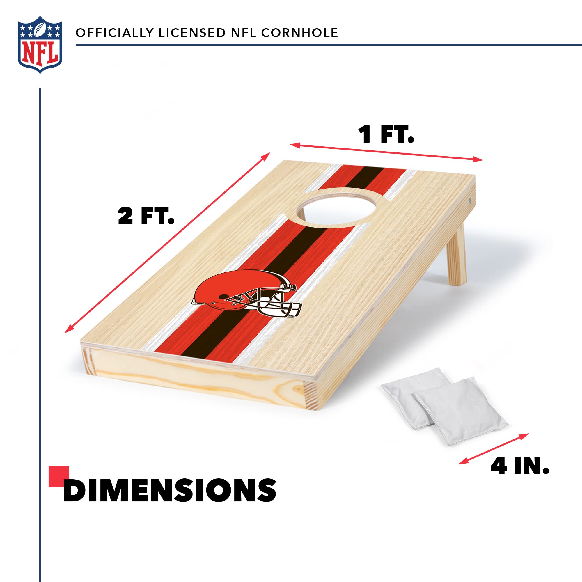 **NFL Cleveland Browns 1' x 2' Travel Size Wooden Cornhole Set – HD Team Graphics, Bean Bag Toss Game for Outdoor Parties, Tailgates & Backyard Fun – Perfect Gift for Football Fans**