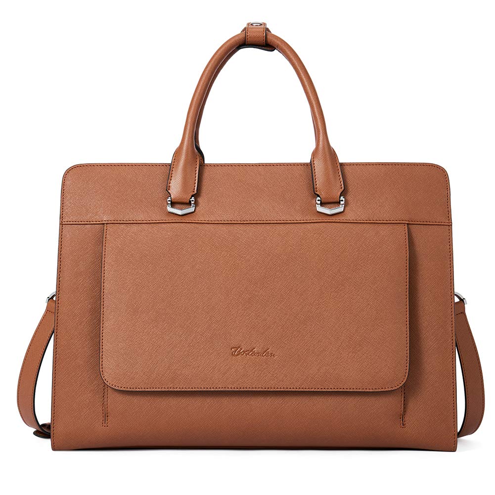 BOSTANTEN 15.6 Inch Genuine Leather Laptop Briefcase for Women - Professional Business Messenger Bag & Shoulder Tote Handbag for Work, Office, and Travel