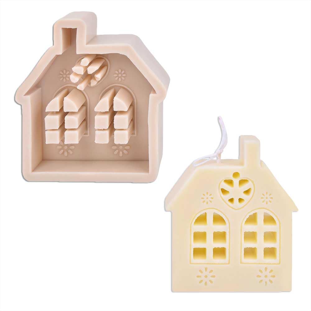 Christmas House Silicone Candle Molds - DIY Candle Making Kit for Resin, Aromatherapy, Wax Soap - Perfect for Holiday Home Decor & Handmade Crafts (Ideal for Christmas Gifts & Cozy Winter Decorations)