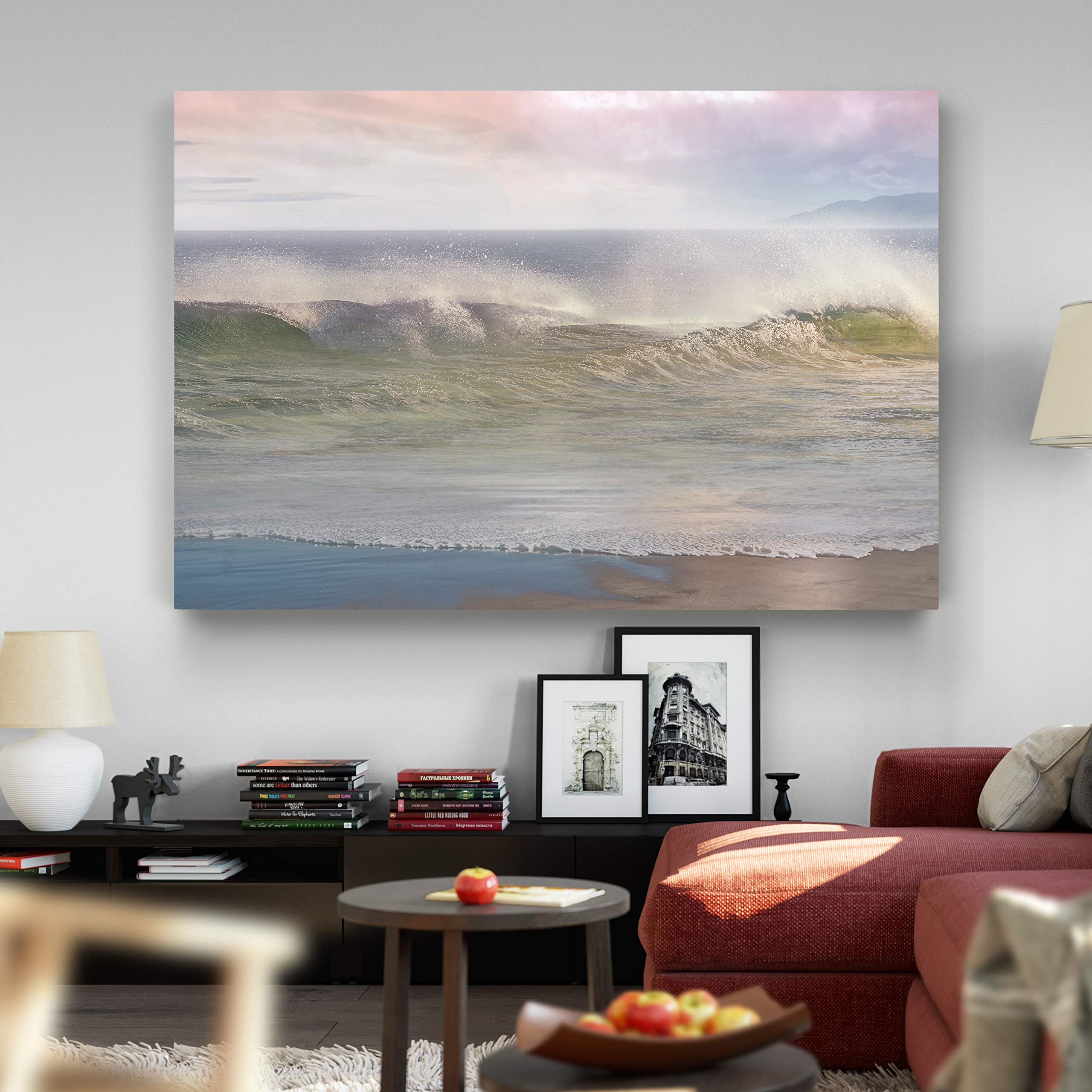 California Surf Landscape Canvas Wall Art - 32x48 Inch Gallery Print for Living Room, Bedroom, Kitchen & Bathroom Décor | Coastal Beach Photography for Home & Office Wall Decor