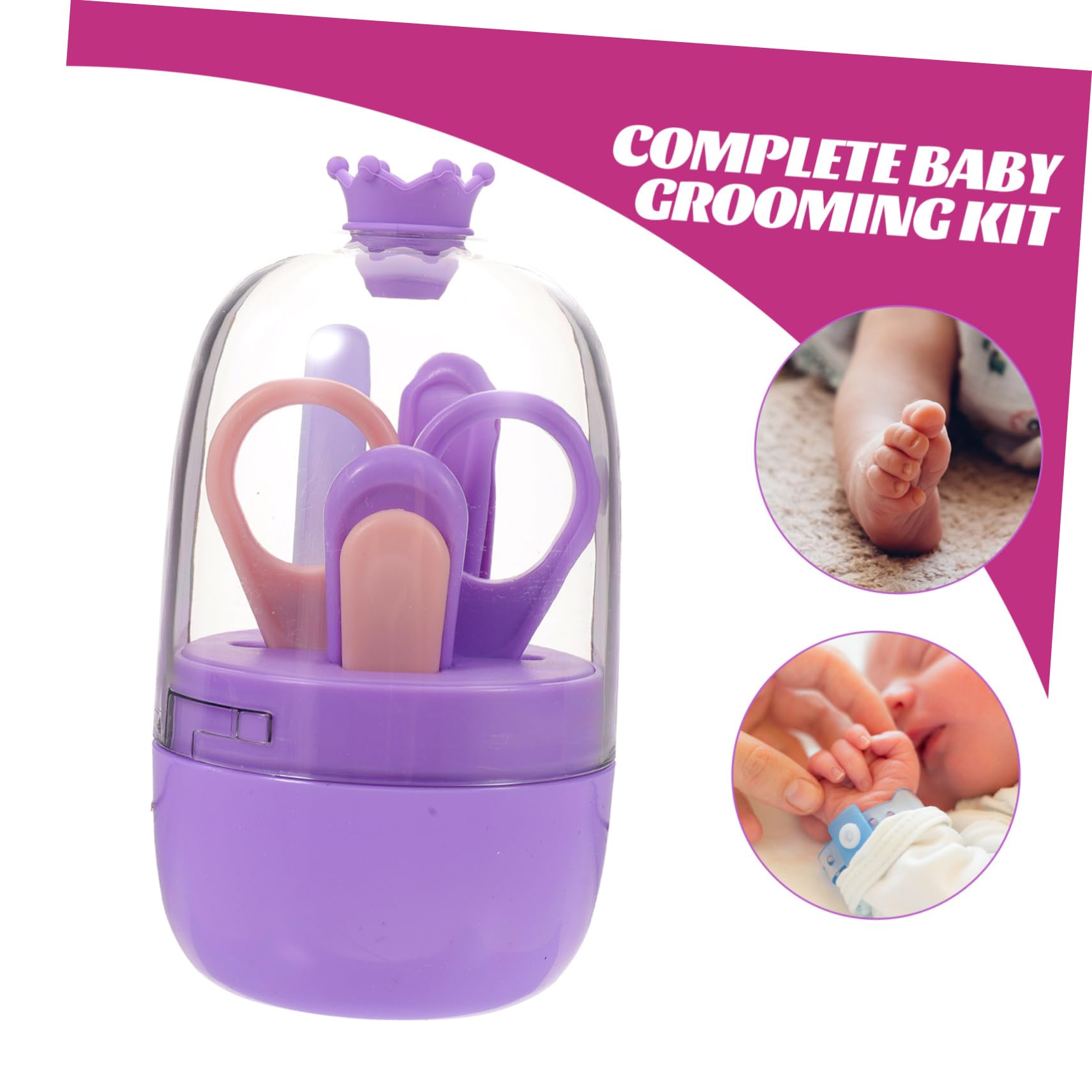 IWOWHERO 1 Set Purple Nail Scissors & Nail Art Supplies Kit for Newborn Baby Fingernails - Perfect for Home Manicures & Newborn Care