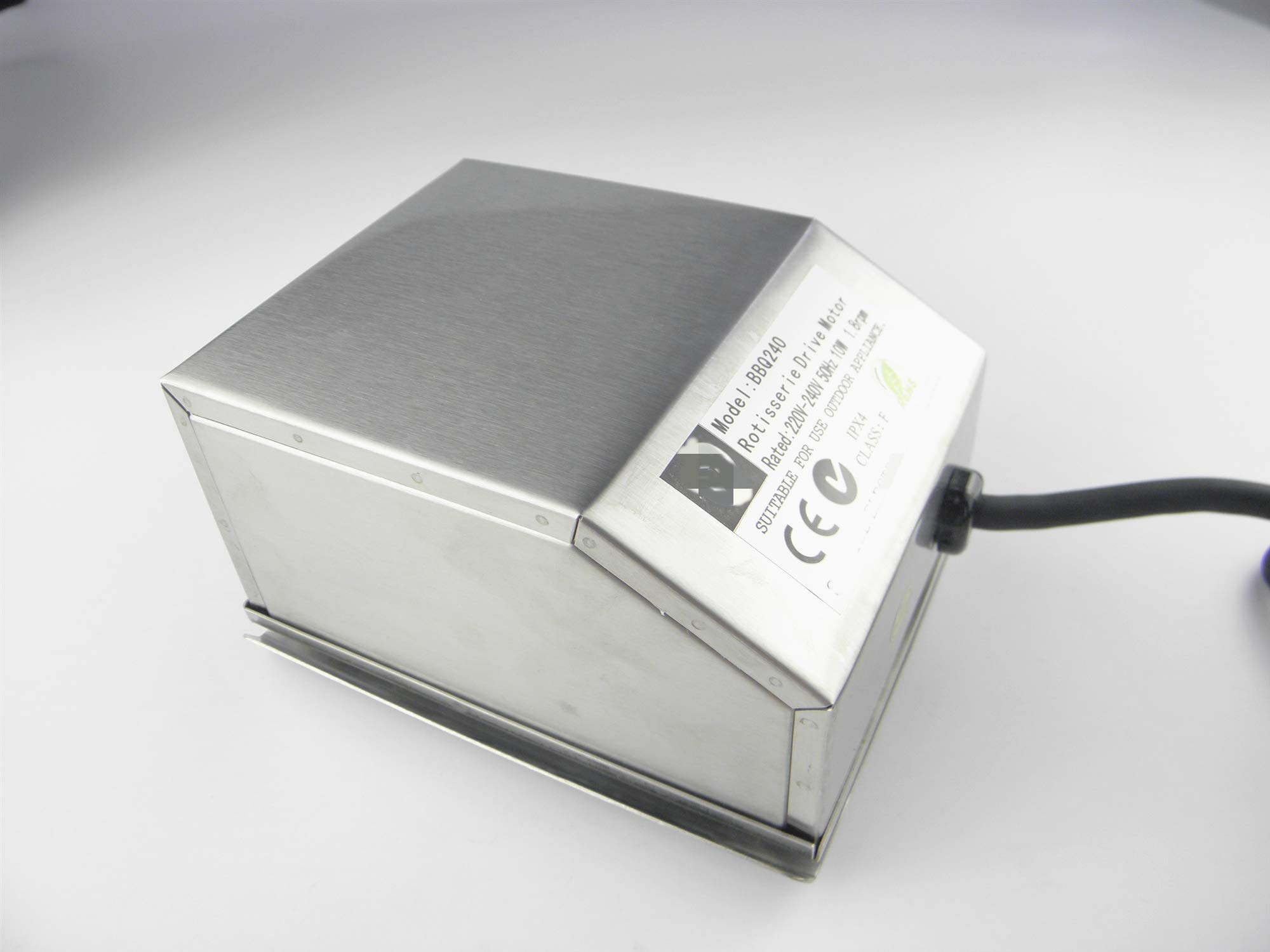 220V 10W Electric Rotisserie Motor with Waterproof On/Off Switch - 1.8 RPM Stainless Steel Grill Rotisserie Kit for Outdoor BBQ, Camping & Backyard Cooking
