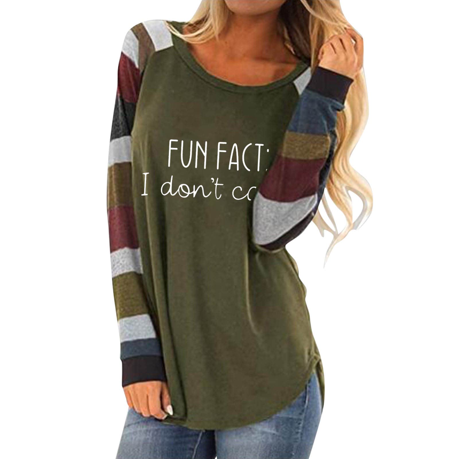 Women's Long Sleeve Printed Sweatshirts - Fashion Loose Fit O-Neck Tops for Casual Wear, Workout & Lounge