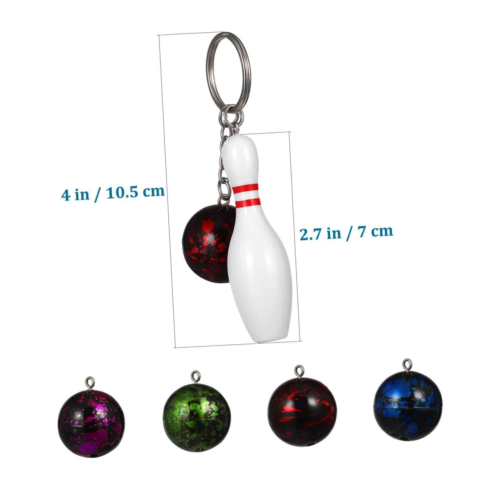 30 Pcs Sports Themed Keychain Set - Plastic Bowling Party Favors & Player Gifts - Durable Stainless Steel Keyrings for Sports Events, Team Gifts & Birthday Party Supplies