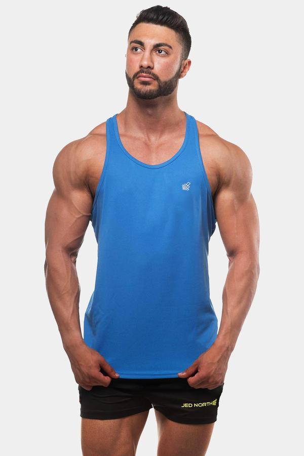 Jed North Men's Microfiber Dri-Fit Workout Tank Top - Moisture Wicking Athletic Shirt for Gym, Running & Training - Blue