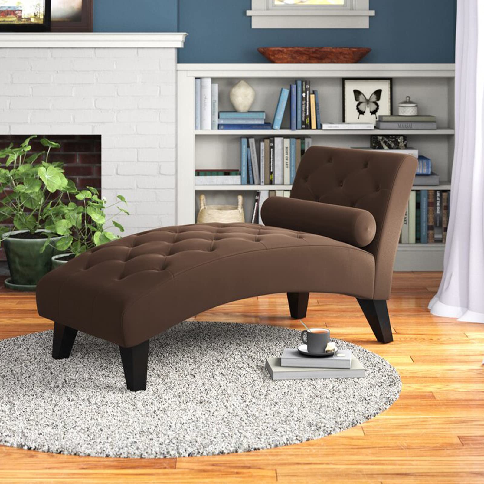 NHI Express Mila Contemporary Lounge Tufted Microfiber Chaise Chair - 61